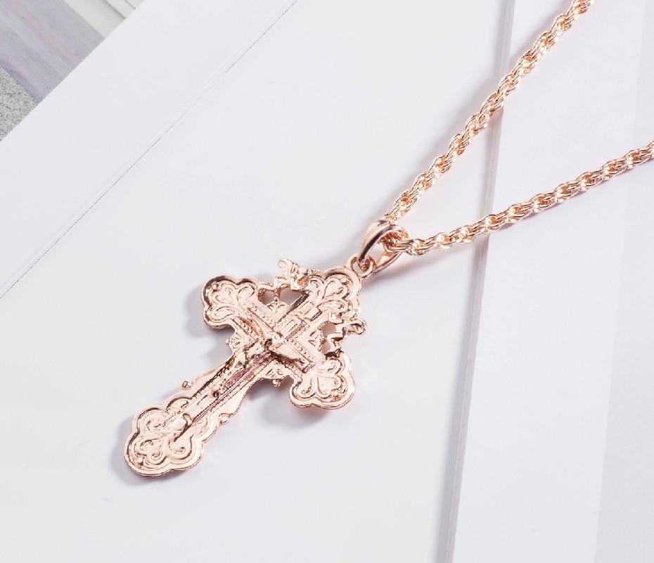 Rose Gold Ortodox Crucifix Pendant and Chain Necklace-Necklaces-Innovato Design-Innovato Design