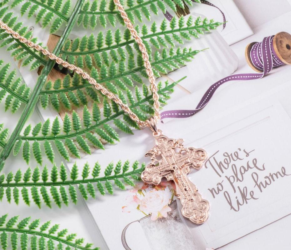 Rose Gold Ortodox Crucifix Pendant and Chain Necklace-Necklaces-Innovato Design-Innovato Design