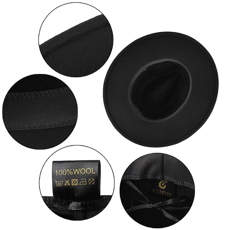 Wide Brim Black Wool Felt Fedora Hat with Bowknot Hatband-Hats-Innovato Design-Innovato Design