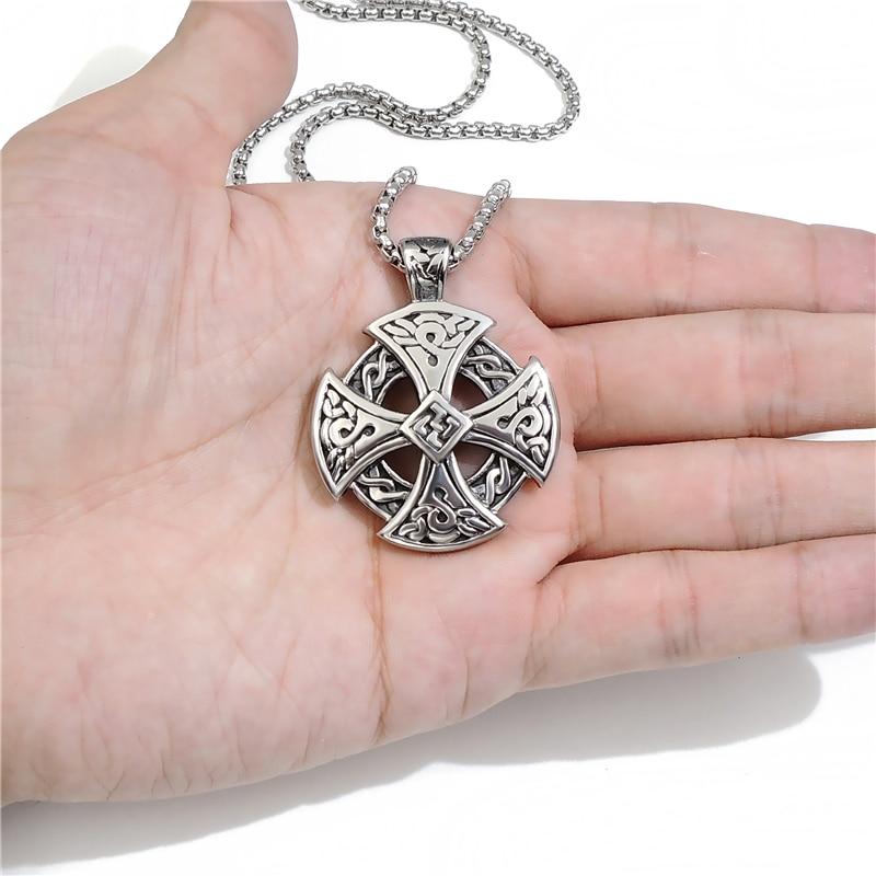 Celtic Sun Cross Black & Silver Vintage Pendant Chain Necklace-Necklaces-Innovato Design-20 inch-Innovato Design