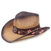 Women's Cowboy Hat with Embroidered Rose Pink Flower Band-Hats-Innovato Design-Innovato Design