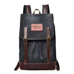 Fashion Denim with Drawstring Casual 20 to 35 Litre Backpack-Denim Backpacks-Innovato Design-Black-Innovato Design