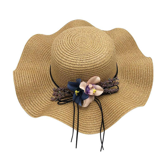 Floppy Foldable Straw Sun Hat with Floral Bowknot-Hats-Innovato Design-Brown-Innovato Design