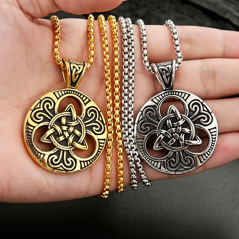 Irish Knot Triquetra Vintage Trinity Necklace-Necklaces-Innovato Design-Silver-24"-Innovato Design