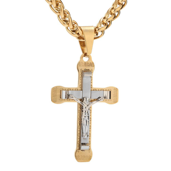 Gold/Silver Tone Stainless Steel Crucifix Pendant Necklace-Necklaces-Innovato Design-Innovato Design