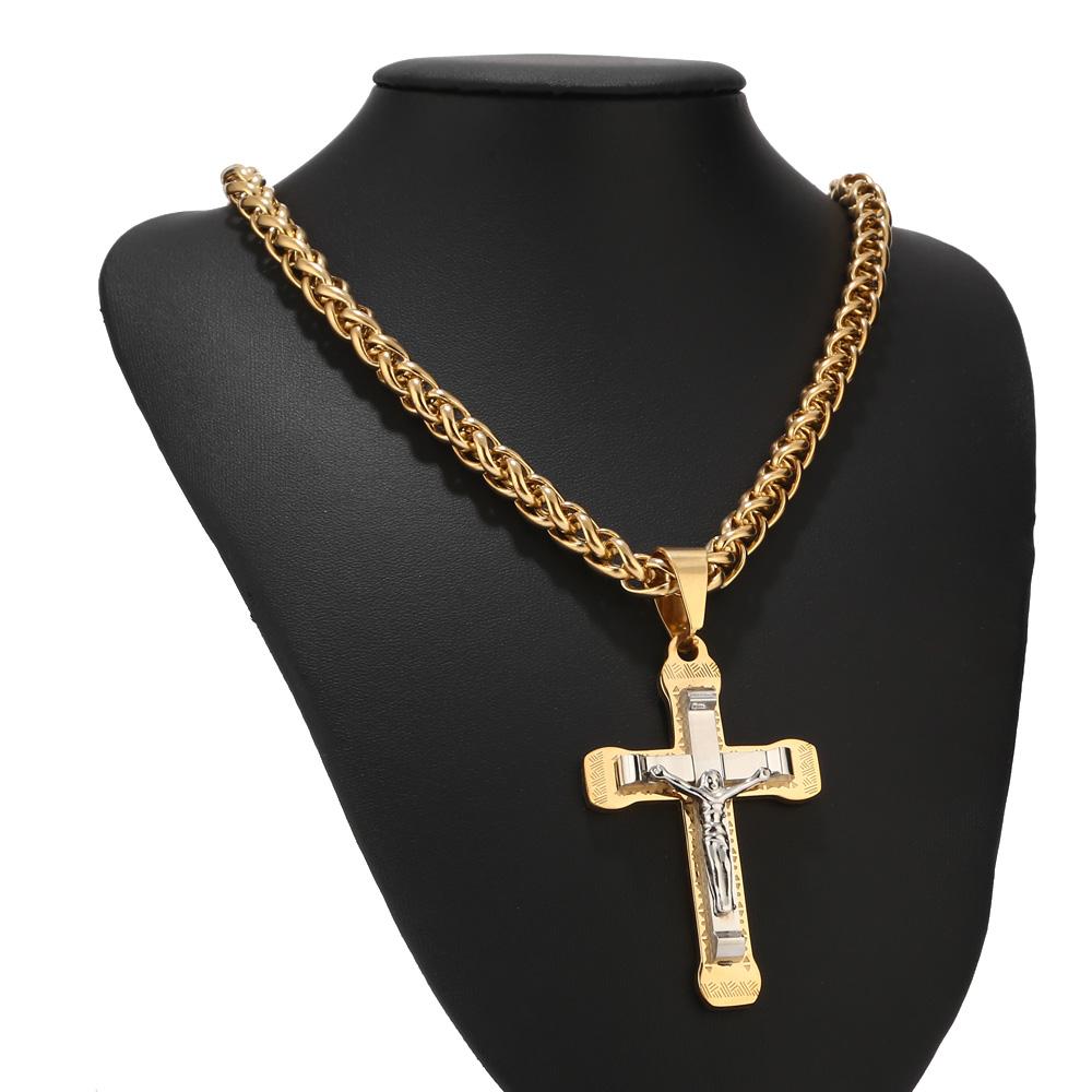 Gold/Silver Tone Stainless Steel Crucifix Pendant Necklace-Necklaces-Innovato Design-Innovato Design