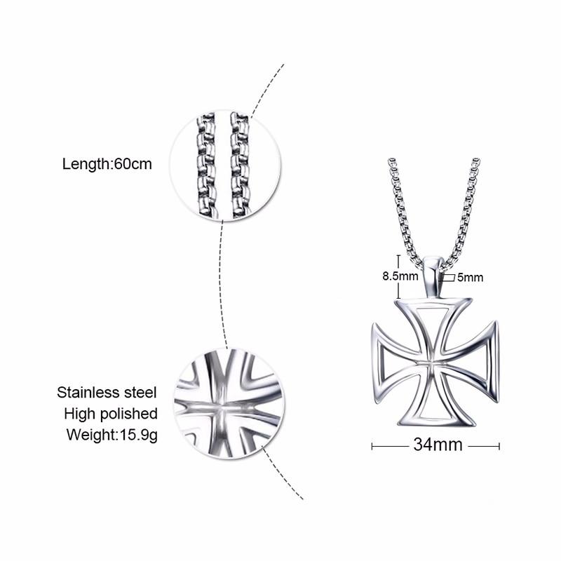 Stainless Steel Silver Templar Cross Hollow Border Pendant Necklace-Necklaces-Innovato Design-Innovato Design