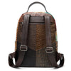 Genuine Leather Embossed Floral Backpack with Patchwork Design - InnovatoDesign