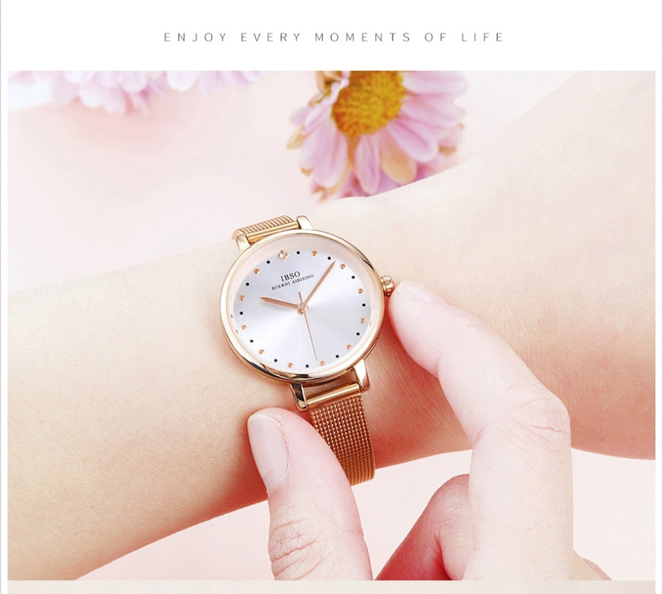 Women Quartz Watch and Crystal Bracelet & Necklace Fashion Jewelry Set-Jewelry Sets-Innovato Design-Rose Gold-Innovato Design