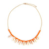 Stone Beaded Choker with Dangling Puka Shells-Necklaces-Innovato Design-Orange-Innovato Design