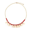 Stone Beaded Choker with Dangling Puka Shells-Necklaces-Innovato Design-Red-Innovato Design