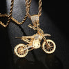 Cubic-Zirconia-Studded Motorcycle Bling Rope Chain Hip-hop Pendant Necklace