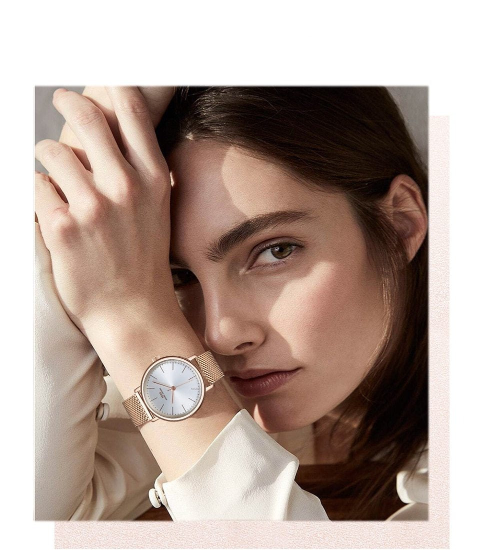 Women Rose Gold Quartz Watch, Stud Earring & Necklace Fashion Jewelry Set-Jewelry Sets-Innovato Design-New York-Innovato Design