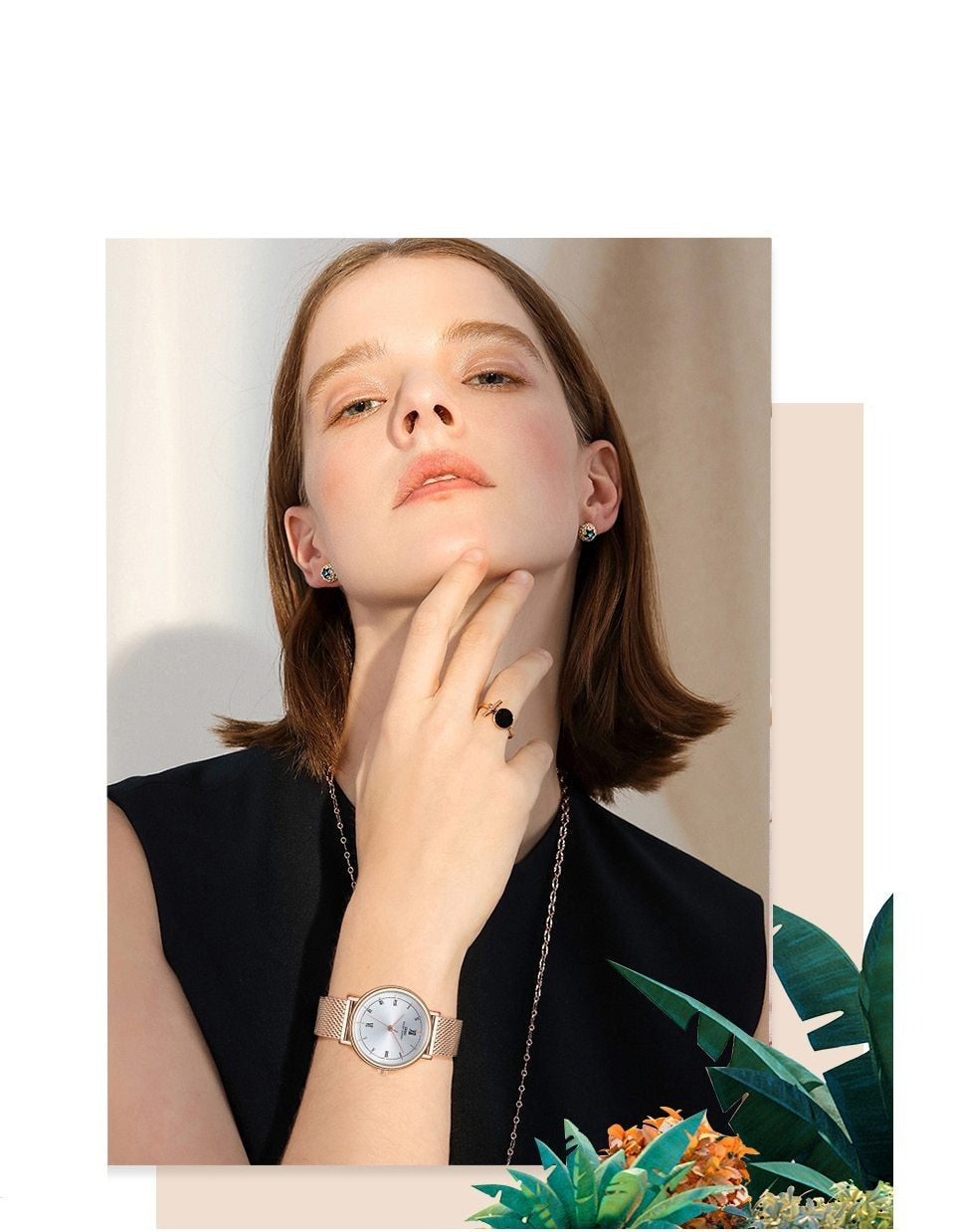 Women Rose Gold Quartz Watch, Stud Earring & Necklace Fashion Jewelry Set-Jewelry Sets-Innovato Design-New York-Innovato Design