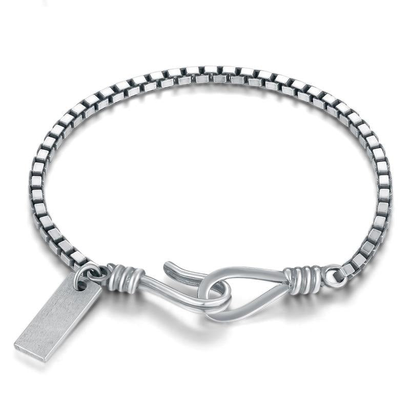 Dainty Box Chain 925 Sterling Silver Handmade Vintage Punk Bracelet-Bracelets-Innovato Design-6.69in-Innovato Design