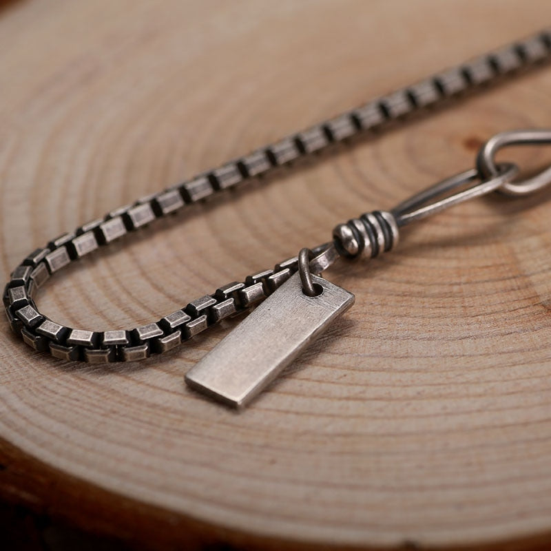 Dainty Box Chain 925 Sterling Silver Handmade Vintage Punk Bracelet-Bracelets-Innovato Design-6.69in-Innovato Design