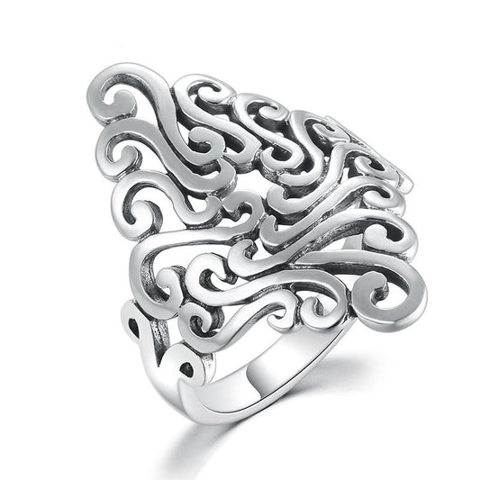 Lucky Pattern 925 Sterling Silver Vintage Fashion Ring-Rings-Innovato Design-7-Innovato Design