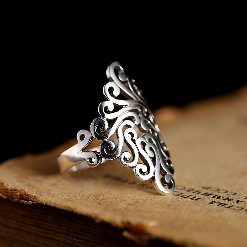 Lucky Pattern 925 Sterling Silver Vintage Fashion Ring-Rings-Innovato Design-7-Innovato Design