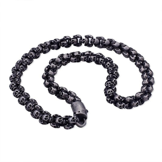 Gothic Skull Link Chain Stainless Steel Punk Brushed Polished Long Necklace-Necklaces-Innovato Design-Silver-19.69in-Innovato Design