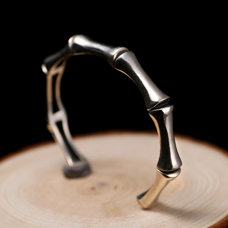 Bamboo Shape 925 Sterling Silver Handmade Vintage Fashion Bracelet-Bracelets-Innovato Design-Innovato Design