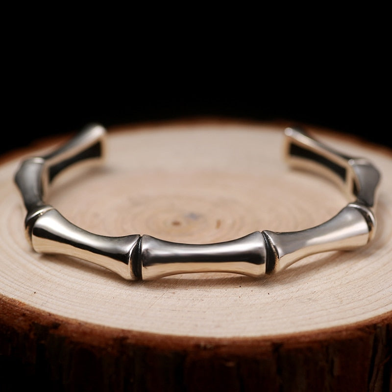 Bamboo Shape 925 Sterling Silver Handmade Vintage Fashion Bracelet-Bracelets-Innovato Design-Innovato Design