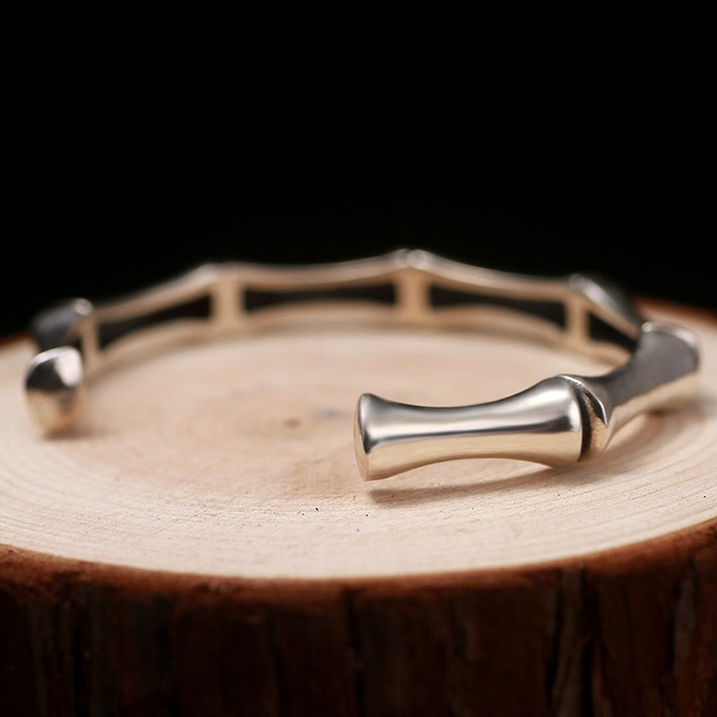 Bamboo Shape 925 Sterling Silver Handmade Vintage Fashion Bracelet-Bracelets-Innovato Design-Innovato Design