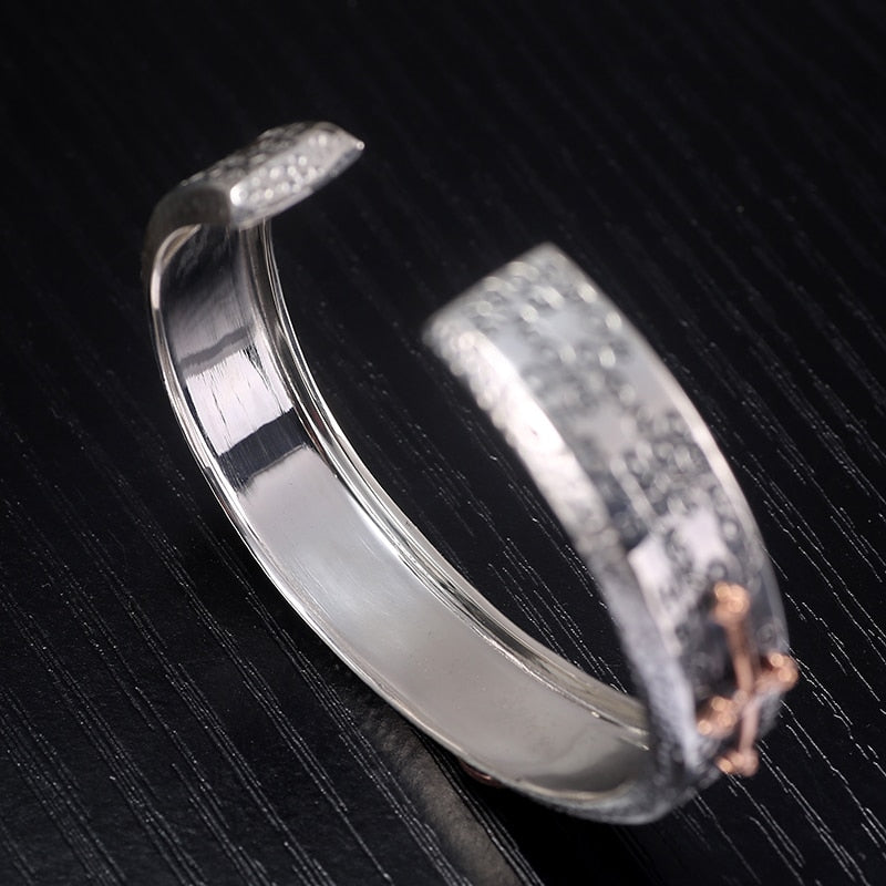 Cross and Virgin Mary 925 Sterling Silver Bracelet-Bracelets-Innovato Design-Small-Innovato Design