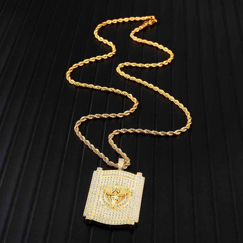 Cubic Zirconia and Rhinestone Studded Angel Bling Hip-hop Pendant Necklace-Necklaces-Innovato Design-Innovato Design