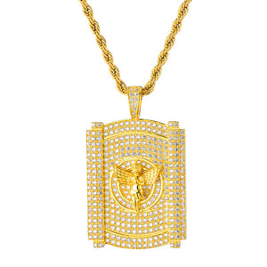 Cubic Zirconia and Rhinestone Studded Angel Bling Hip-hop Pendant Necklace-Necklaces-Innovato Design-Innovato Design