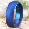 8mm Classic Blue Sandblasted Tungsten Carbide Wedding Band-Rings-Innovato Design-6-Innovato Design