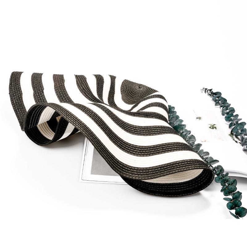 INNOVATO Wide Brim Floppy Striped Straw Sun Hat-Hats-Innovato Design-Black-Innovato Design