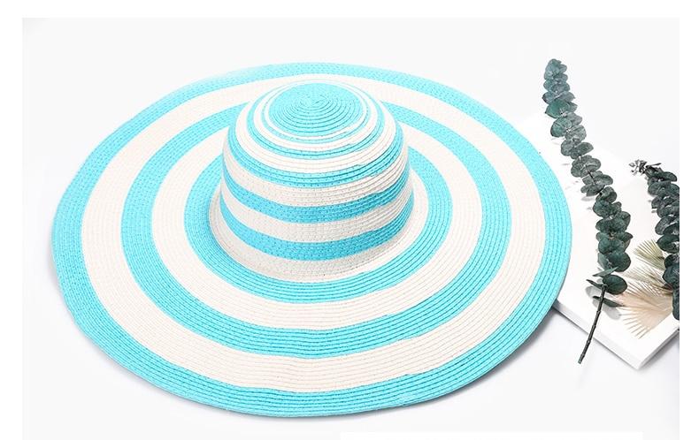 INNOVATO Wide Brim Floppy Striped Straw Sun Hat-Hats-Innovato Design-Black-Innovato Design
