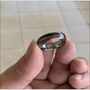6mm Silver Tungsten Carbide in Two-Tone Koa Wood with Silver Arrow Wedding Band - InnovatoDesign