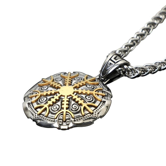 Circular Protection Rune Pendant with Removable Helm of Awe Plate-Necklaces-Innovato Design-28 inch-Innovato Design