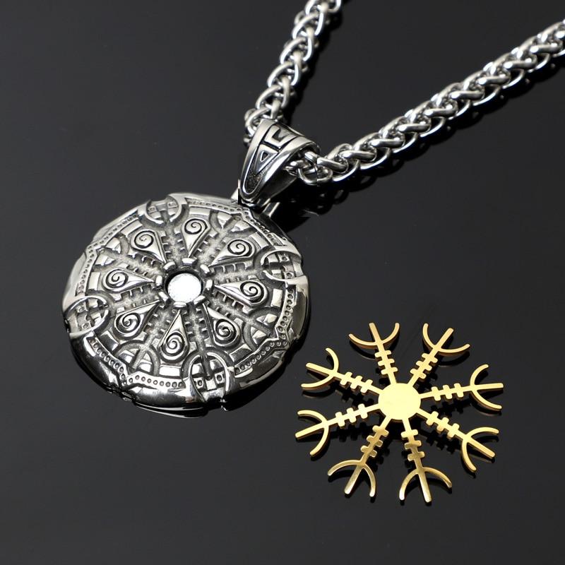 Circular Protection Rune Pendant with Removable Helm of Awe Plate-Necklaces-Innovato Design-28 inch-Innovato Design