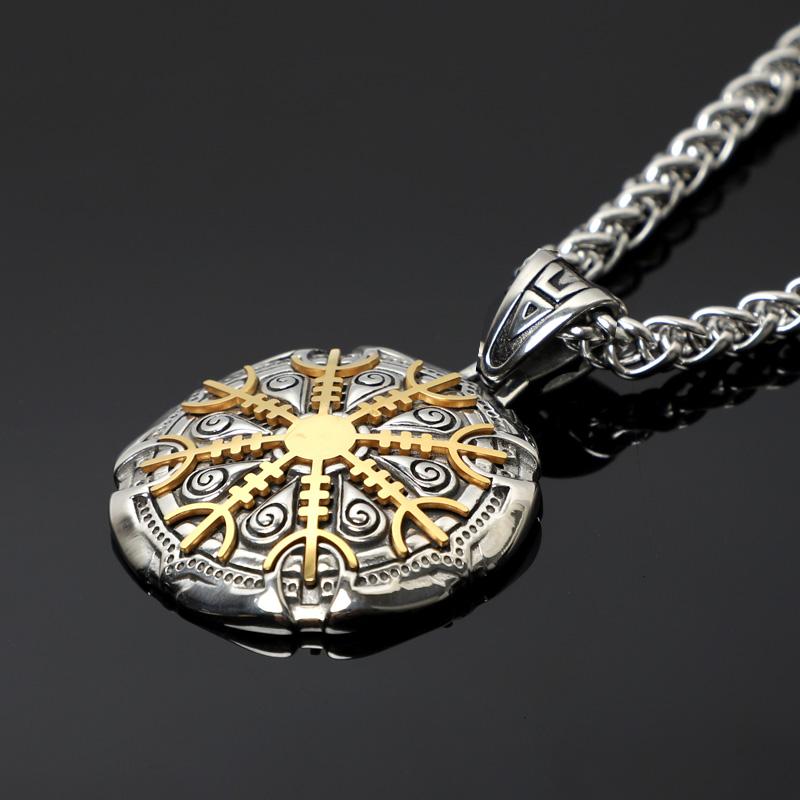 Circular Protection Rune Pendant with Removable Helm of Awe Plate-Necklaces-Innovato Design-28 inch-Innovato Design