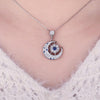 925 Sterling Silver Crystal Moon and Star Pendant Necklace - InnovatoDesign