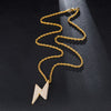 Paved Rhinestone-Studded Lightning Bling Stainless Steel Hip-hop Pendant Necklace-Necklaces-Innovato Design-Innovato Design