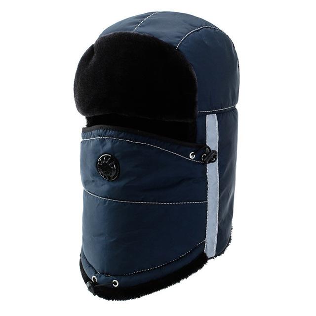 Cotton Bomber Hat Windproof and Earflaps-Hats-Innovato Design-Navy Blue-Innovato Design
