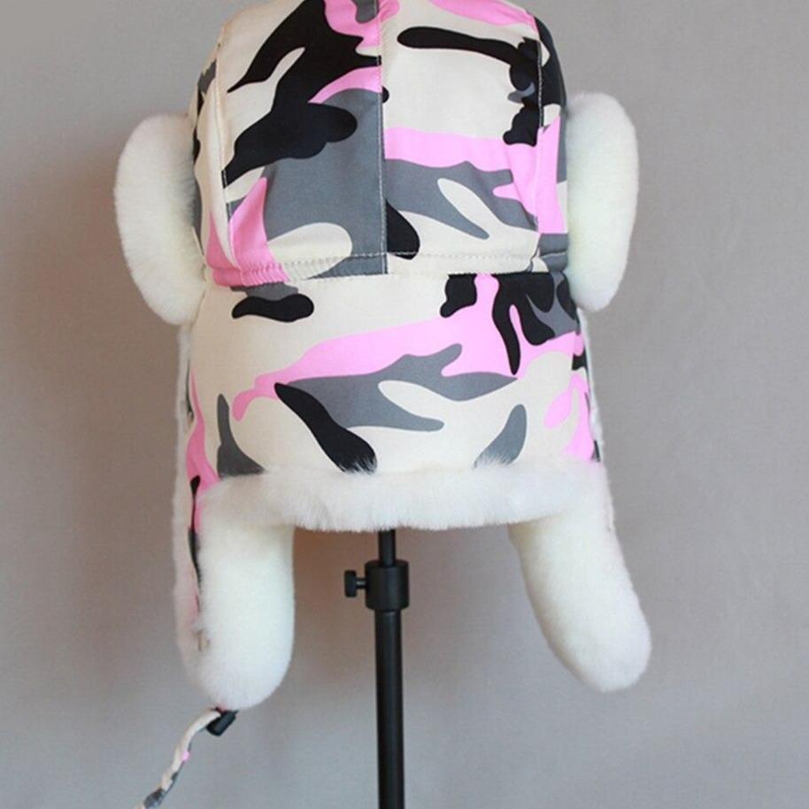 Camouflage Women's Winter Bomber Hat with Earflaps-Hats-Innovato Design-Red-M-Innovato Design