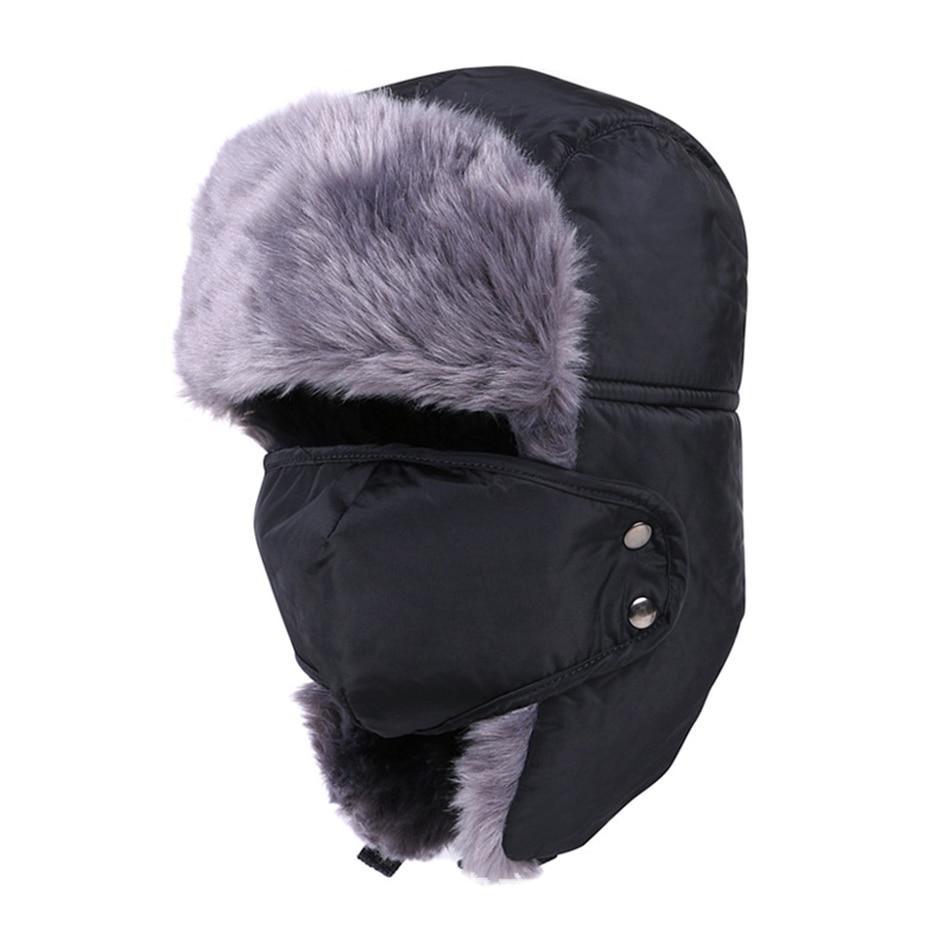 Thick Warm Cotton Russian Bomber Hat with Earflaps and Windproof-Hats-Innovato Design-Black-56-58 cm-Innovato Design