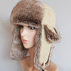 Thick Beige Winter Fur Bomber Hat with Earflaps-Hats-Innovato Design-Beige-M-Innovato Design