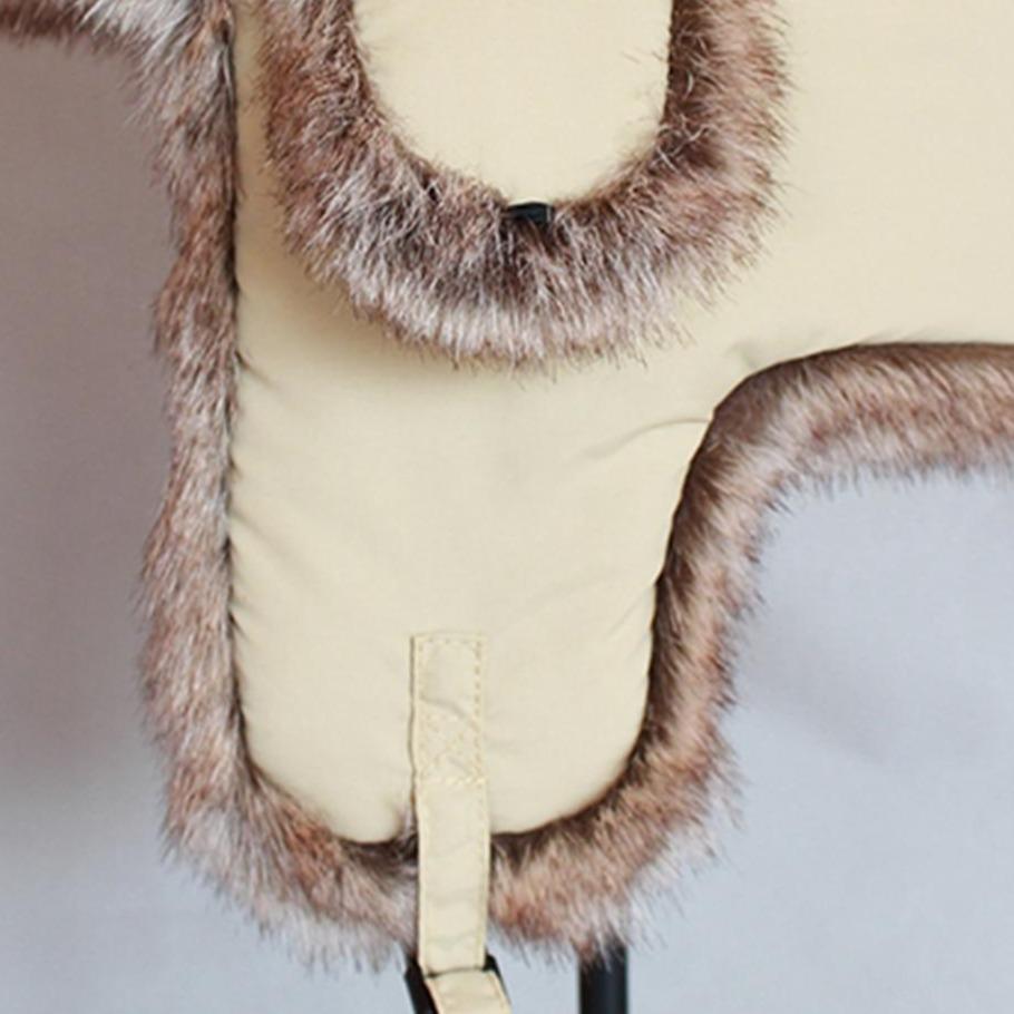Thick Beige Winter Fur Bomber Hat with Earflaps-Hats-Innovato Design-Beige-M-Innovato Design