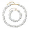 Multi-piece White Stone Puka Shell and Pearl Necklace Set - InnovatoDesign