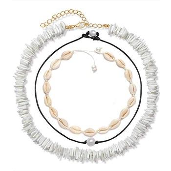 Multi-piece White Stone Puka Shell and Pearl Necklace Set-Necklaces-Innovato Design-Puka-Innovato Design
