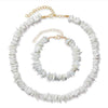 Multi-piece White Stone Puka Shell and Pearl Necklace Set-Necklaces-Innovato Design-Shell Set-Innovato Design