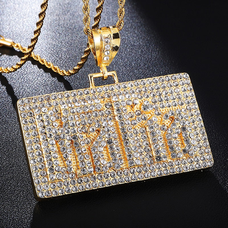"Mafia" Square Bling Rhinestone-Studded Fashion Hip-Hop Pendant Necklace-Necklaces-Innovato Design-Innovato Design