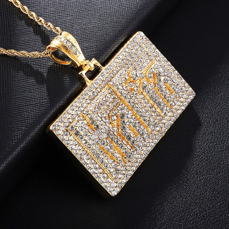 "Mafia" Square Bling Rhinestone-Studded Fashion Hip-Hop Pendant Necklace-Necklaces-Innovato Design-Innovato Design