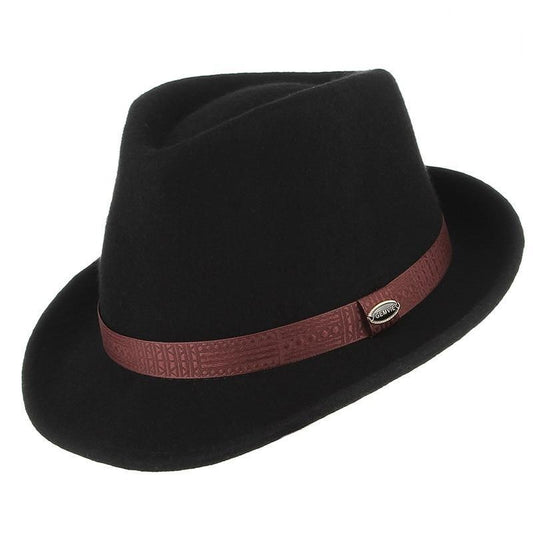 Snap Brim Wool Fedora Trilby Hat with Red Hatband-Hats-Innovato Design-Innovato Design