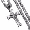 Stainless Steel Silver Multilayer Crucifix Pendant Byzantine Chain Necklace - InnovatoDesign